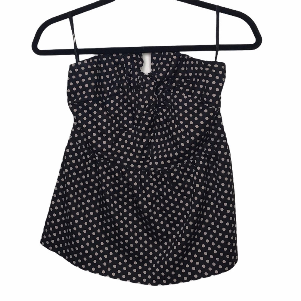 Odille Black Polka Dot Strapless Top